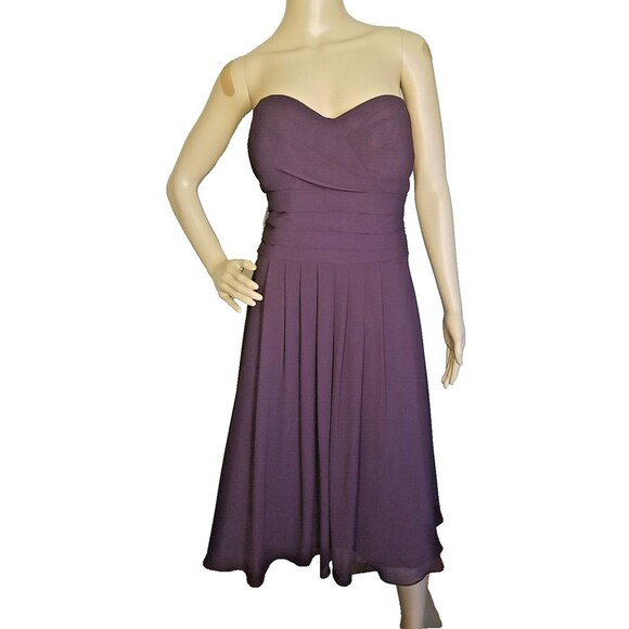 Bill Levkoff Strapless Formal Dress Womens 16 Fitted Bodice Chiffon Type EC  T38 - Picture 1 of 5